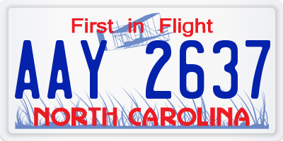 NC license plate AAY2637