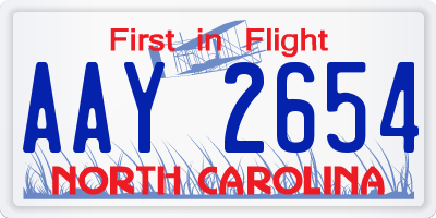 NC license plate AAY2654