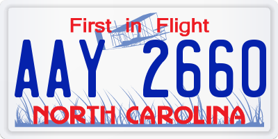 NC license plate AAY2660