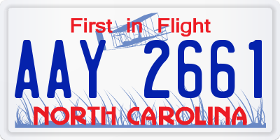 NC license plate AAY2661
