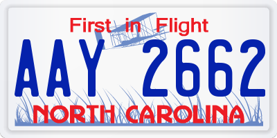 NC license plate AAY2662