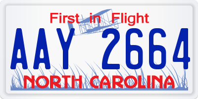 NC license plate AAY2664