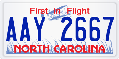 NC license plate AAY2667