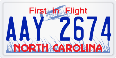 NC license plate AAY2674