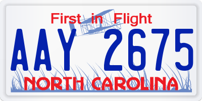 NC license plate AAY2675