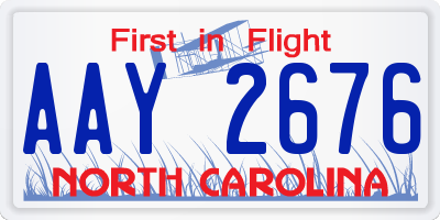 NC license plate AAY2676