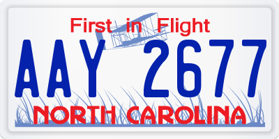 NC license plate AAY2677