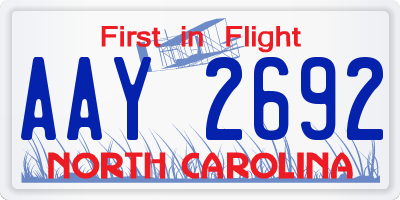 NC license plate AAY2692