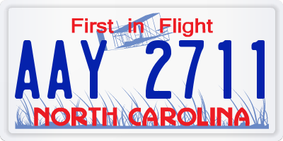 NC license plate AAY2711
