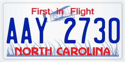 NC license plate AAY2730