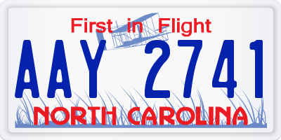 NC license plate AAY2741