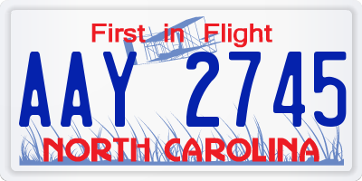 NC license plate AAY2745