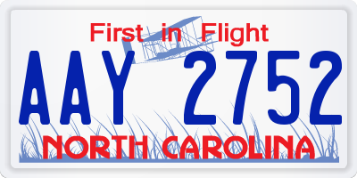 NC license plate AAY2752
