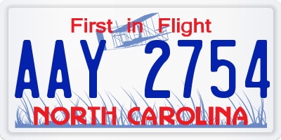 NC license plate AAY2754