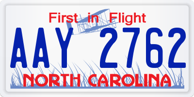 NC license plate AAY2762