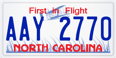 NC license plate AAY2770