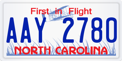 NC license plate AAY2780