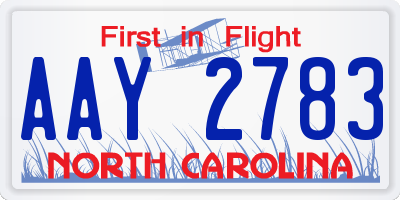 NC license plate AAY2783