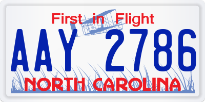 NC license plate AAY2786