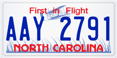 NC license plate AAY2791