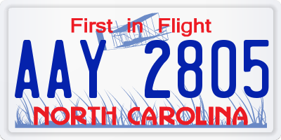 NC license plate AAY2805