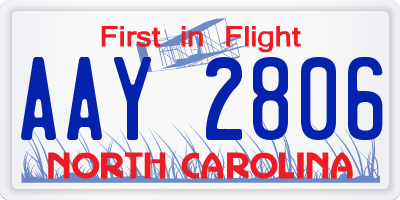 NC license plate AAY2806