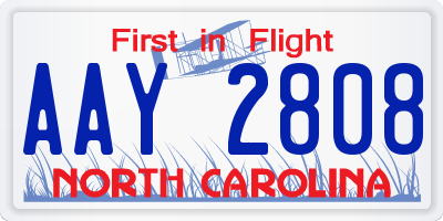 NC license plate AAY2808