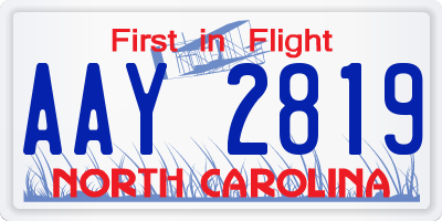 NC license plate AAY2819