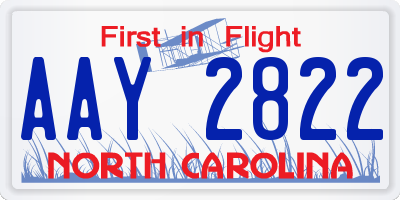 NC license plate AAY2822
