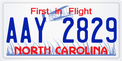 NC license plate AAY2829