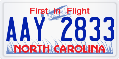 NC license plate AAY2833