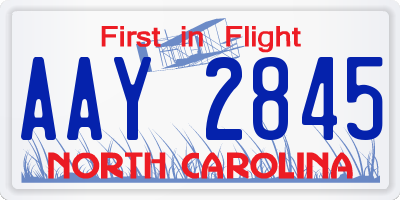NC license plate AAY2845
