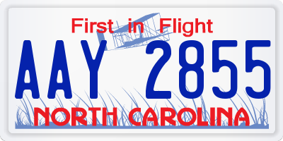 NC license plate AAY2855