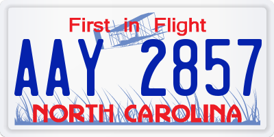 NC license plate AAY2857