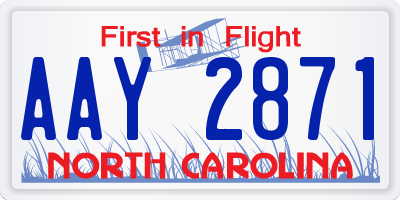 NC license plate AAY2871