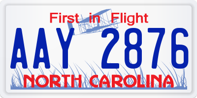 NC license plate AAY2876