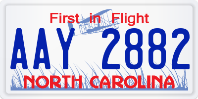 NC license plate AAY2882