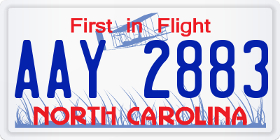 NC license plate AAY2883