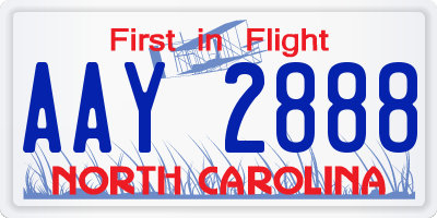NC license plate AAY2888