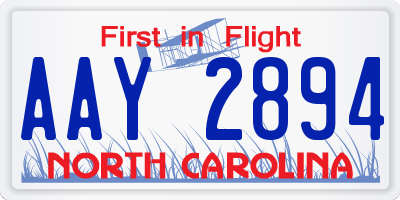 NC license plate AAY2894