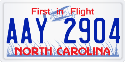 NC license plate AAY2904