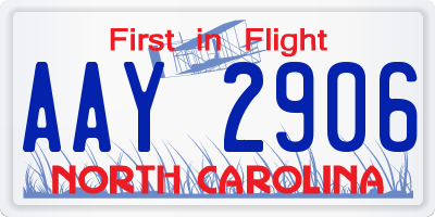 NC license plate AAY2906