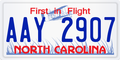 NC license plate AAY2907