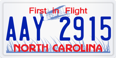 NC license plate AAY2915