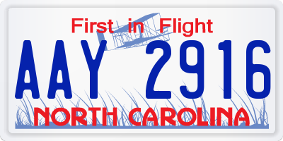 NC license plate AAY2916