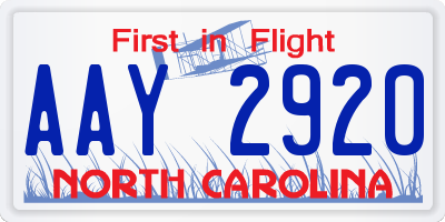 NC license plate AAY2920
