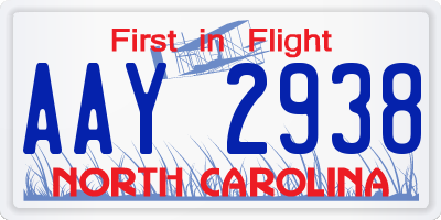 NC license plate AAY2938