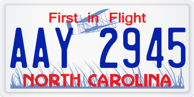 NC license plate AAY2945
