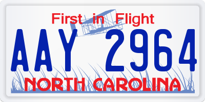 NC license plate AAY2964
