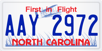 NC license plate AAY2972